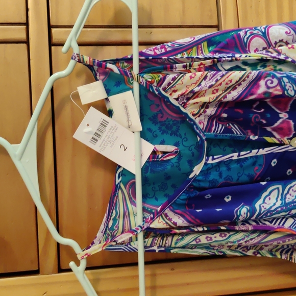 Chico's open shoulder 3/4 sleeve blouse sz 2 (L) - Picture 2 of 7